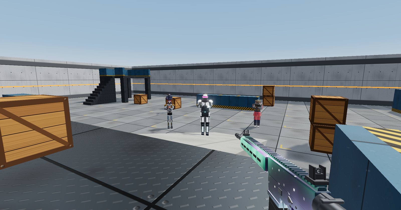 Arena War screenshot: first-person match on the Arena map